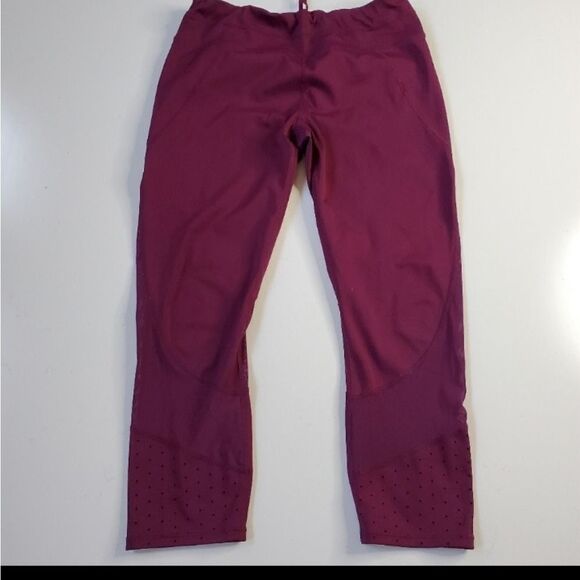 L T ATHLETA CHATARUNGA LASER MESH maroon purple running yoga LEGGINGS LARGE TALL - Picture 4 of 11